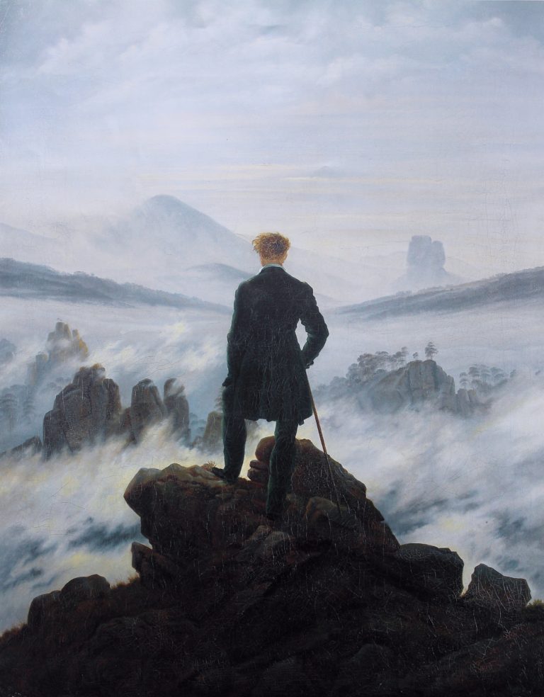 Der Wanderer über dem Nebelmeer, O Viajante sobre um mar de névoa, de Casper David Friedrich