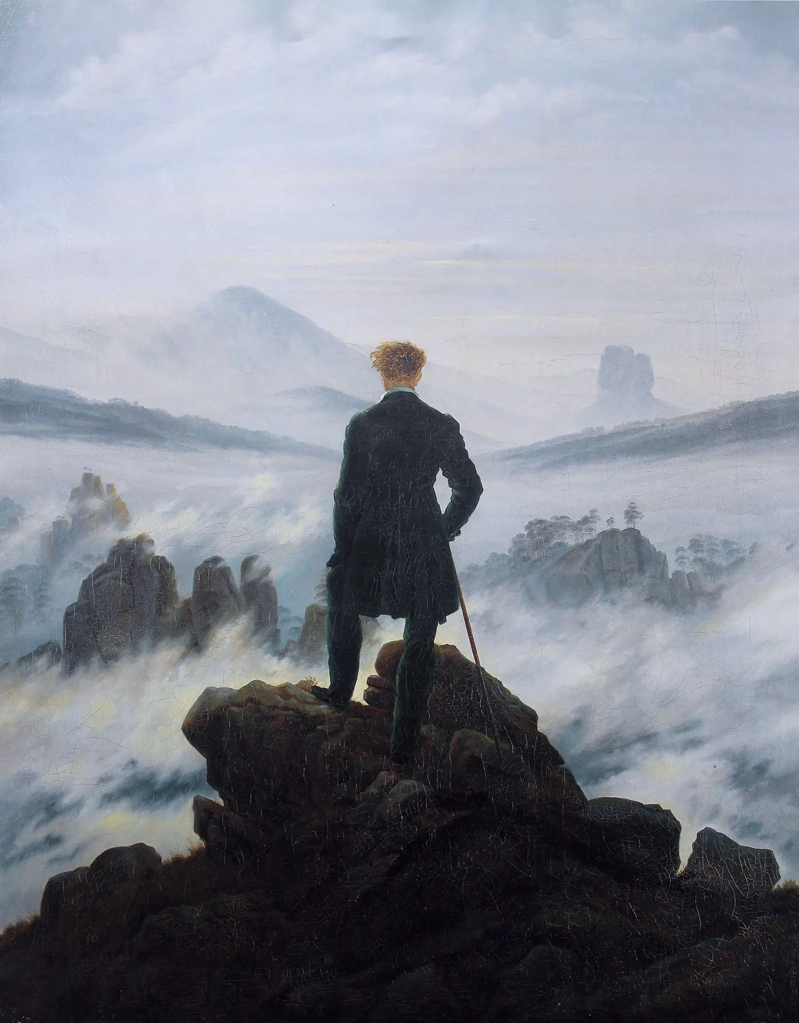 Der Wanderer über dem Nebelmeer, O Viajante sobre um mar de névoa, de Casper David Friedrich