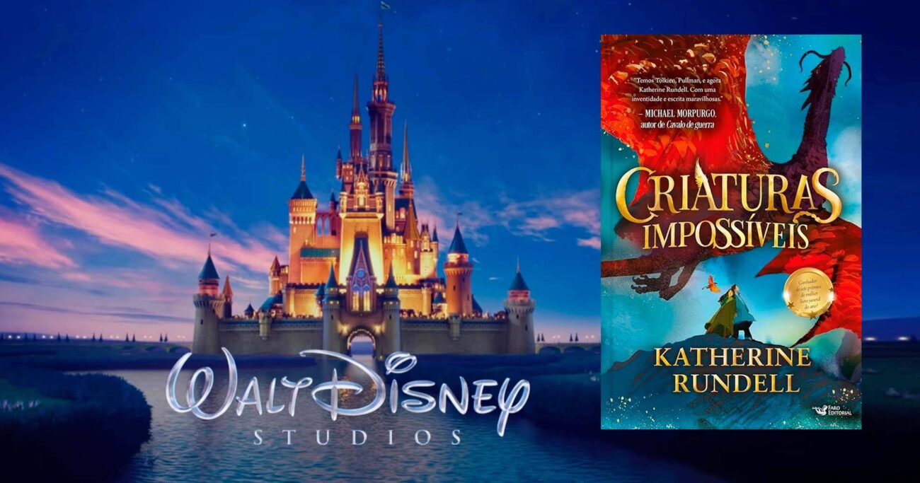 Montagem da capa do livro Criaturas Impossíveis ao lado do castelo da Disney confirmando a adaptação para o cinema