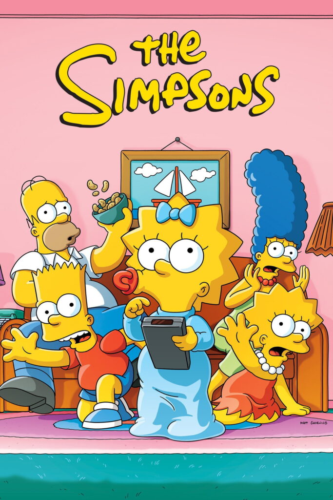 Arte dos Simpsons com Maggie segurando um tablet, referencia ao especial Yellow Mirror