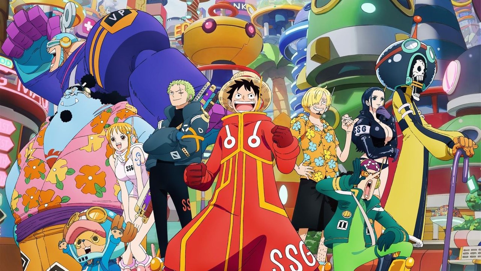 Luffy e o bando do Chapéu de Palha em One Piece